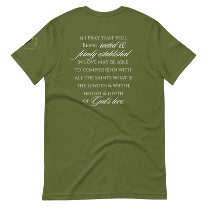 Rooted. (& I Pray) T-Shirt - White print (Multiple Colors)